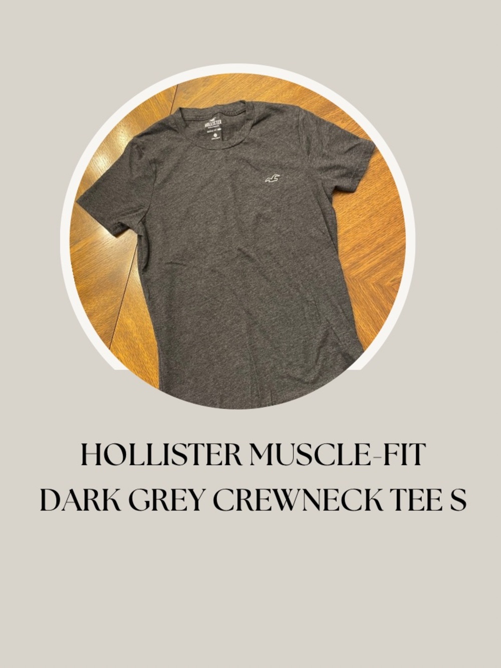 HOLLISTER MUSCLE FIT DARK GREY CREWNECK TEE S